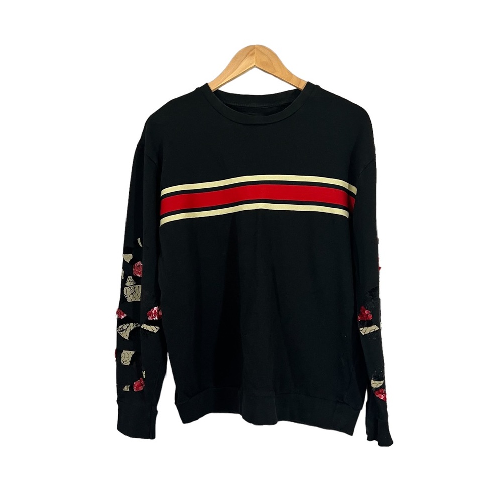 Zara Varsity Snake Sequin Sleeve Top Sz M